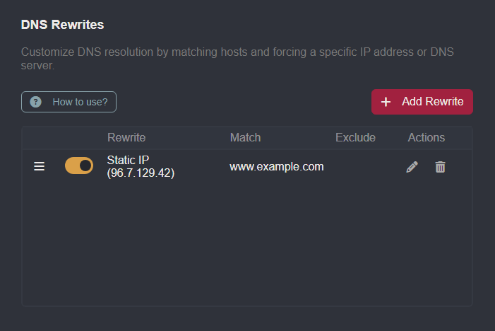 DNS rewrite rule.